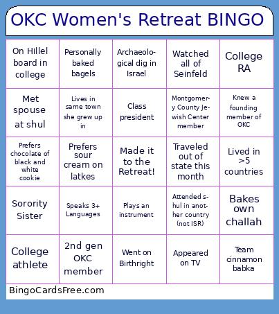 OKC Women's Retreat BINGO