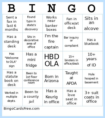 OLA Party Bingo