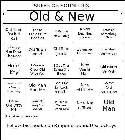 Old & New Bingo Card 2