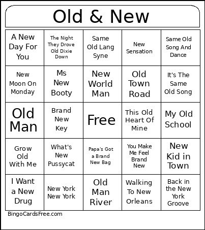 Old & New Bingo Card
