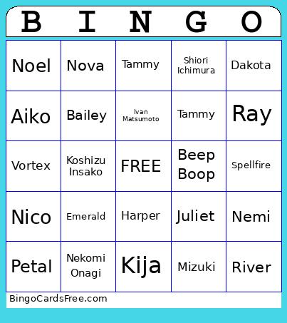 Old People OC Bingo Card
