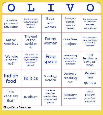 Olive Bingo Card