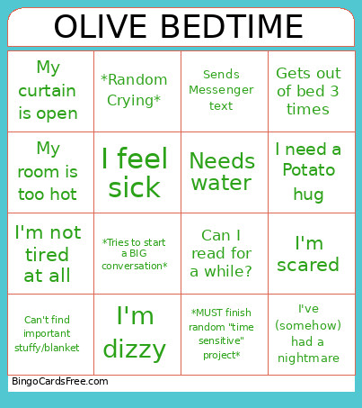 Olive_bedtime Bingo Card