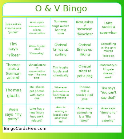 Olive & Vine Bingo