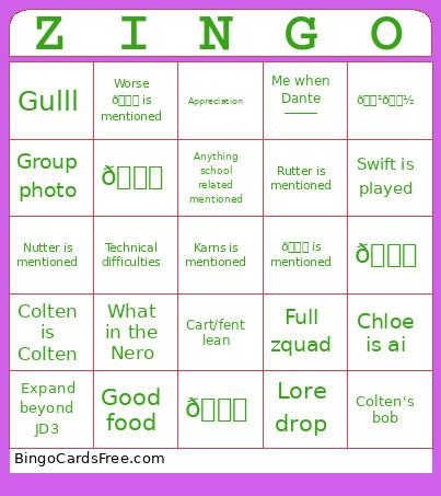 Olivia Bday Bingo Card