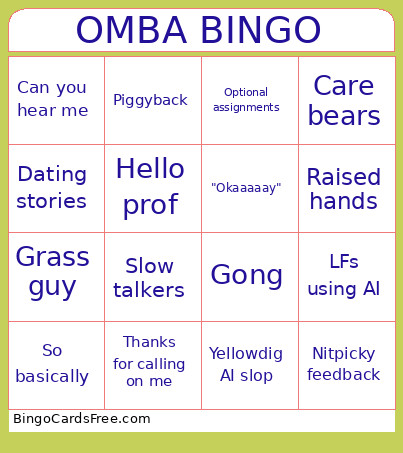 OMBA Bingo Card