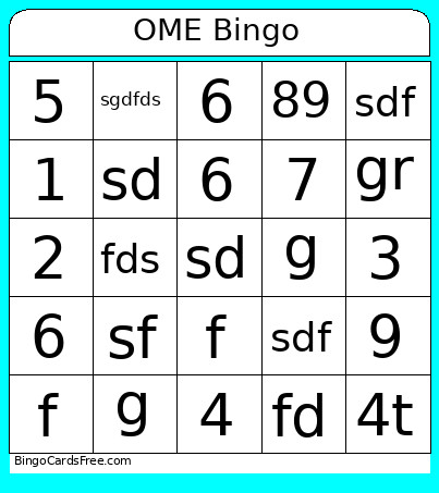OME Bingo Card