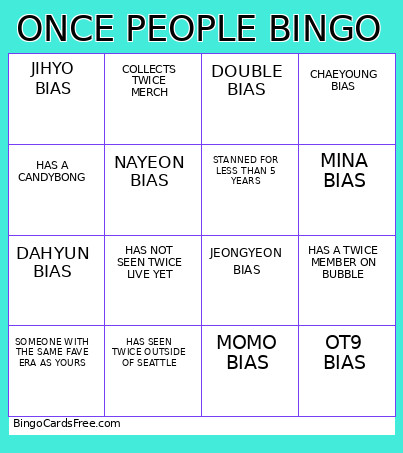 ONCE PEOPLE Bingo Card