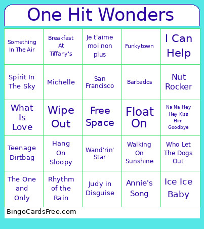 One Hit Wonders Bingo Card