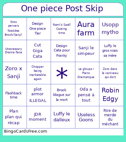 One Piece Post Skip Bingo Card 2