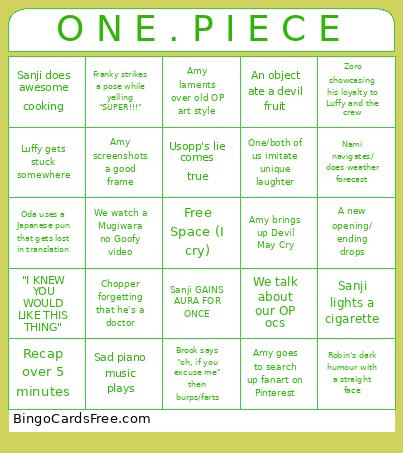 One Piece Watchalong Bingo