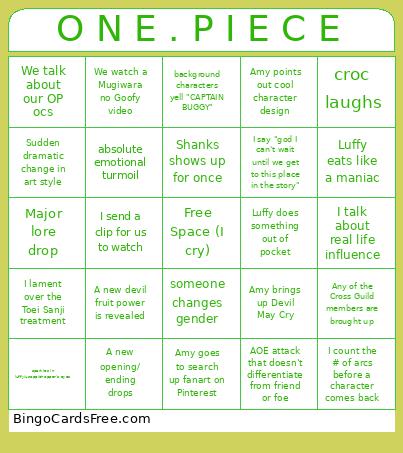 One Piece Watchalong Bingo