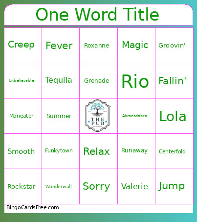 One Word Title Bingo Card