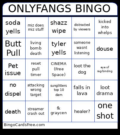 Onlyfangs Bingo Card