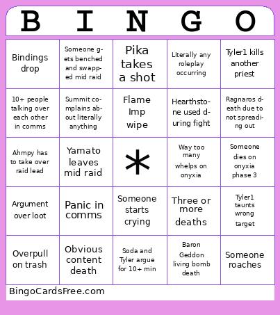 OnlyFangs First Raid Bingo Cards Free Pdf Printable Game, Title: BINGO