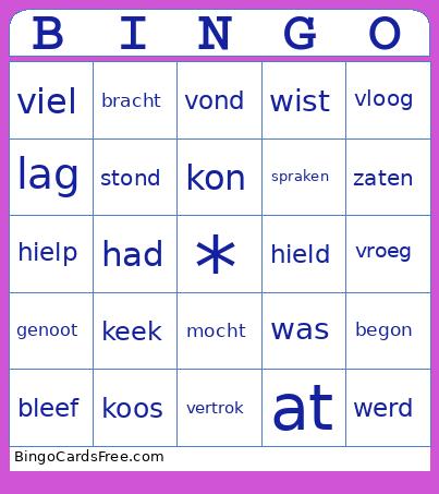 Onregelmatige Werkwoorden Bingo