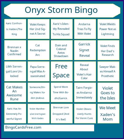 Onyx Storm Bingo