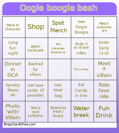 Oogie Boogie Bash Bingo Card