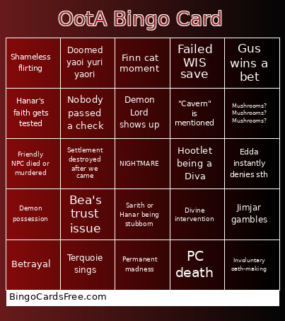 OotA Bingo Card
