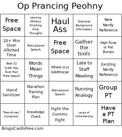 Op Prancing Peohny Bingo