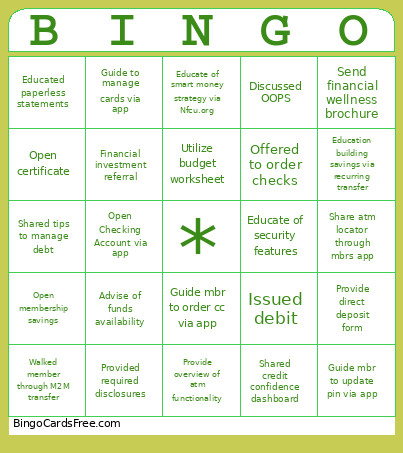 Open, Share, And Educate Bingo Card