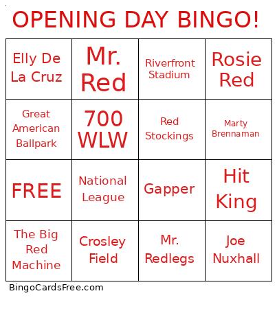 OPENING DAY BINGO!