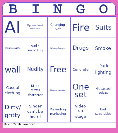 Opera Cliches Bingo Card