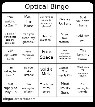 Optical Bingo Card