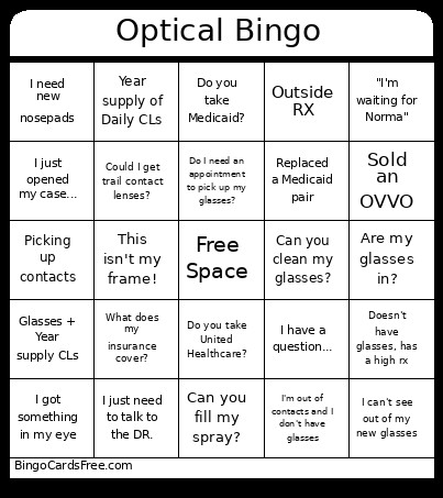 Optical Bingo Card