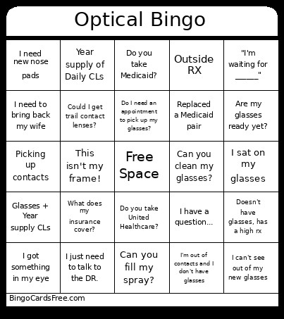 Optical Bingo Card
