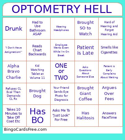 OPTOMETRY HELL Bingo Card