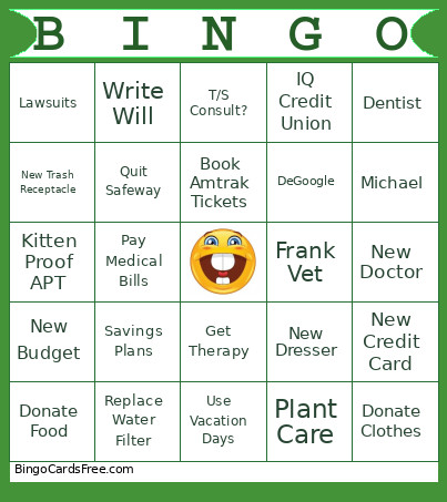 Ordinary Time Bingo Card