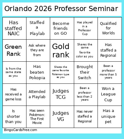 Orlando 2026 Professor Seminar Bingo Card