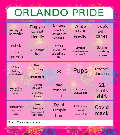 ORLANDO PRIDE Bingo Card 2