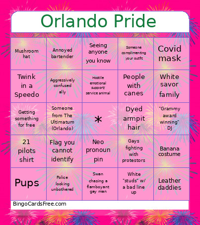 ORLANDO PRIDE Bingo Card