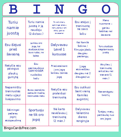 Oro Joga Bingo Card