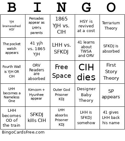 ORV SS Predictions Bingo Card