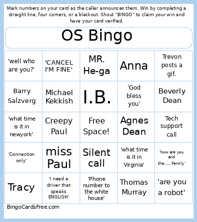 OS Bingo Card