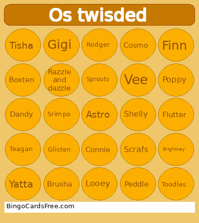 Os Twisded Bingo Card