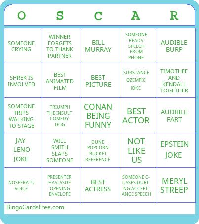 OSCAR 2025 Bingo