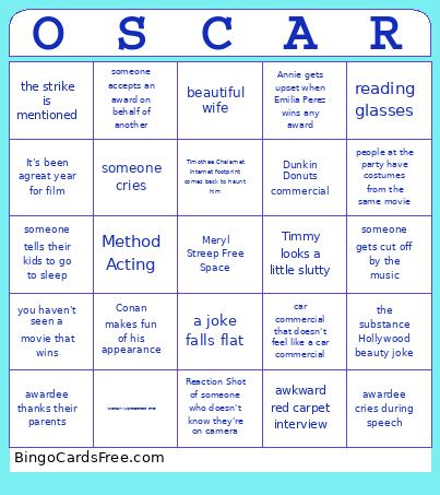 OSCAR Bingo Card