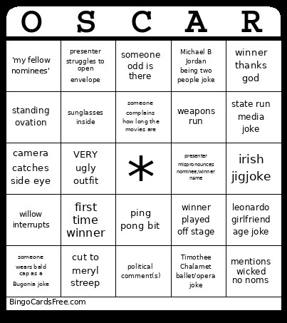 Oscar Bingo Card