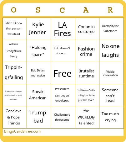 Oscar’s 2025 Bingo