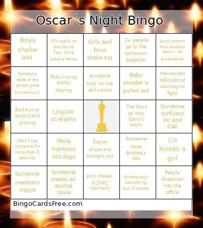 Oscar´s Night Bingo Card