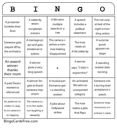 OSCARS Bingo