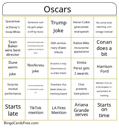 Oscars  Bingo