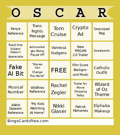 Oscars 2025 Bingo Cards Free Pdf Printable Game, Title: OSCAR