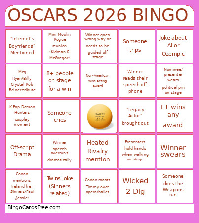 OSCARS 2026 Bingo Card 2