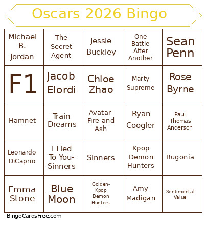 Oscars 2026 ! Bingo Card