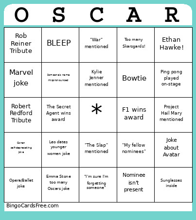 OSCARS Bingo Card